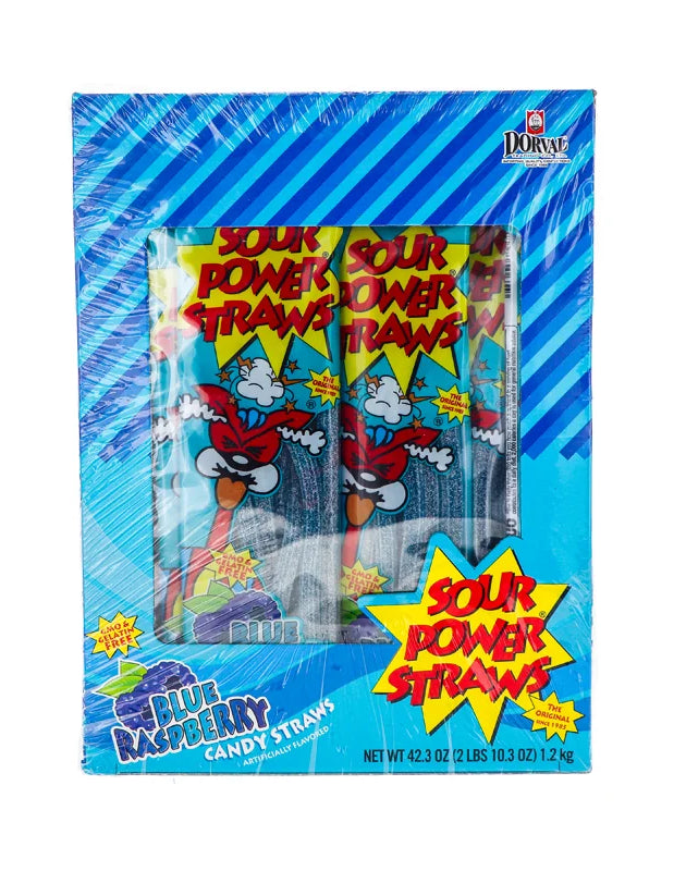 Sour Power Straws Blue Raspberry 24/2Oz image 0