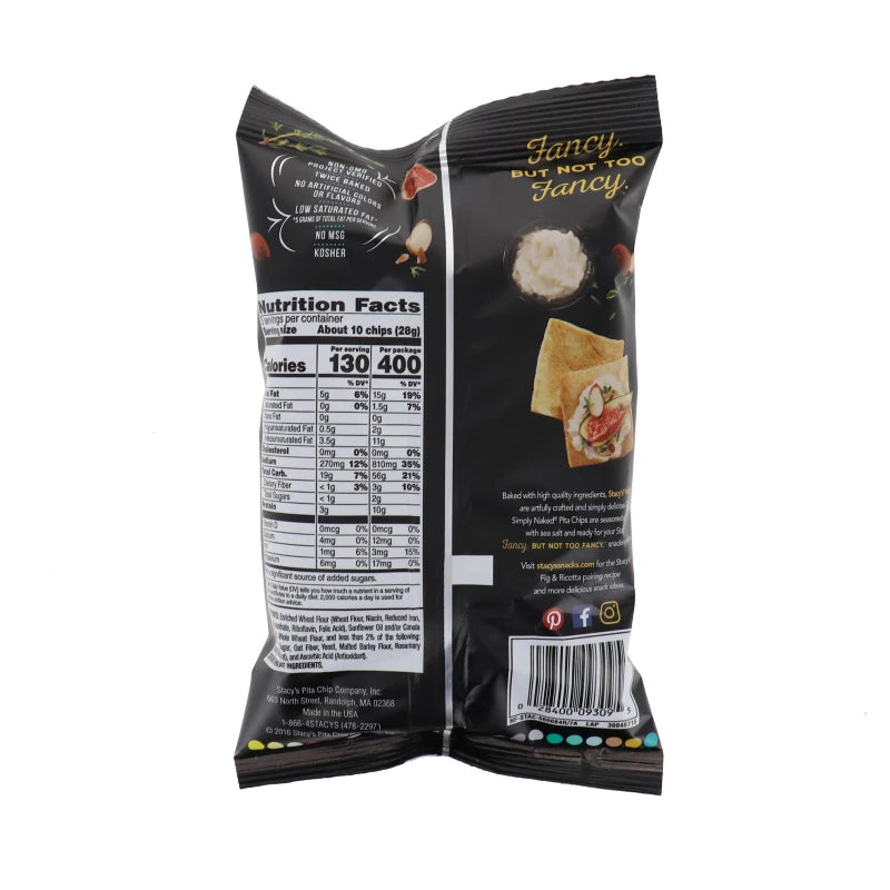 Stacy's Baked Pita Chips Simply Naked 6 Count - 3 oz image 1