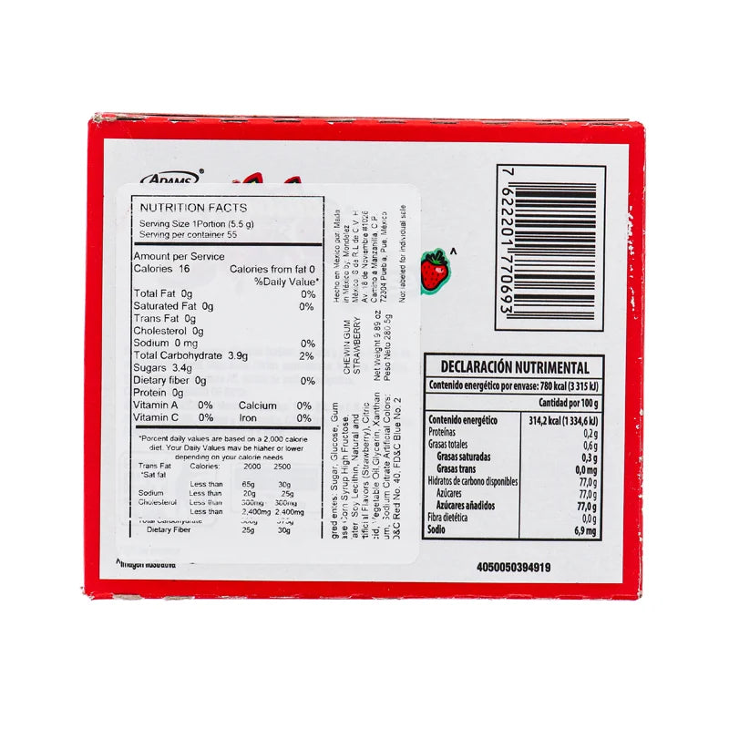 Bubbaloo Fresa Strawberry Chewing Gum 50 Count image 1