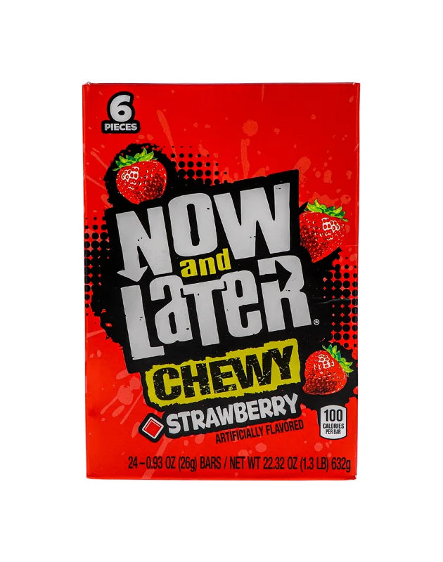 Now & Later 25c Chewy Strawberry Candy 24 Count - 6 Pieces image 0