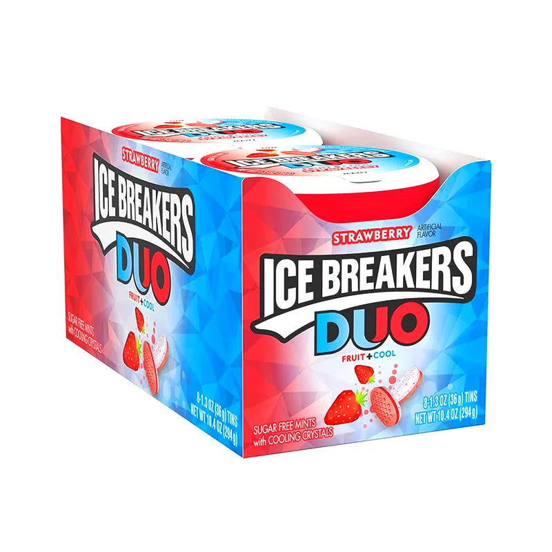 ICE BREAKERS DUO Raspberry Flavored Sugar Free Breath Mints, 1.3 oz Can (8 Count) image 0