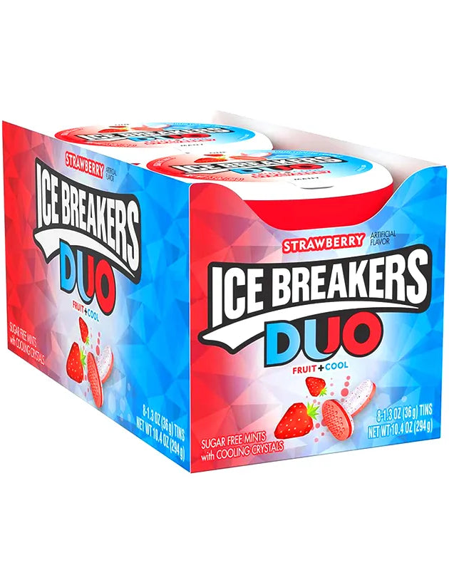 ICE BREAKERS DUO Raspberry Flavored Sugar Free Breath Mints, 1.3 oz Can (8 Count) image 0