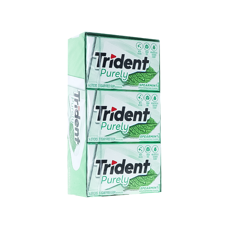 Trident Purely Spearmint Sugar Free Gum 12 Count - 14 Pieces image 1