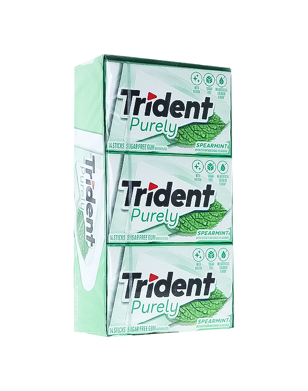 Trident Purely Spearmint Sugar Free Gum 12 Count - 14 Pieces image 0