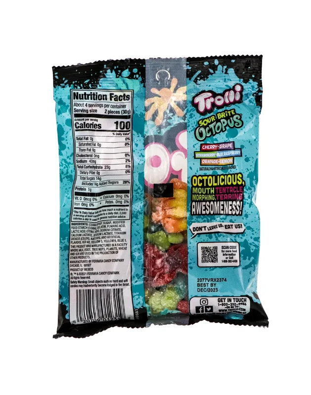 Trolli Peg Bag Sour Brite Octopus 12 Count - 4.25 oz image 0