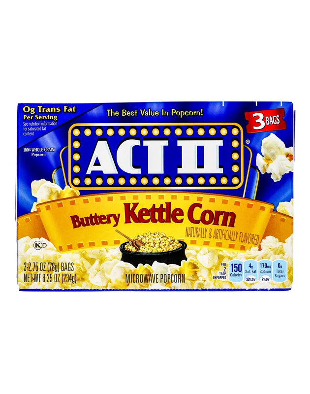 Act II Popcorn Kettle Corn 3 Count - 2.75 oz image 0