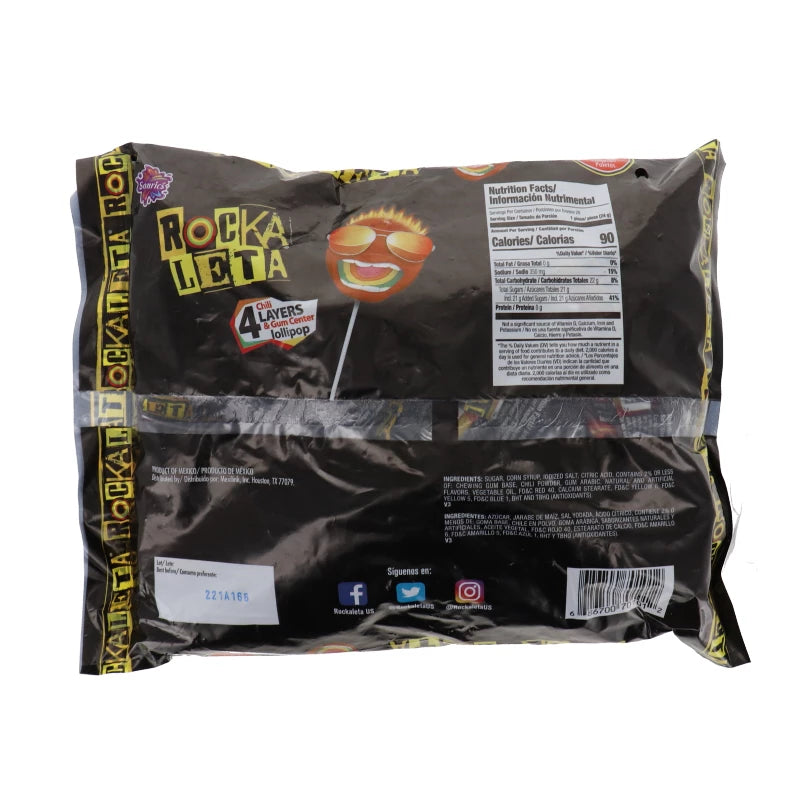 Rockaleta Gum Center and Chili Layers Lollipop By Sonric 20 count image 1