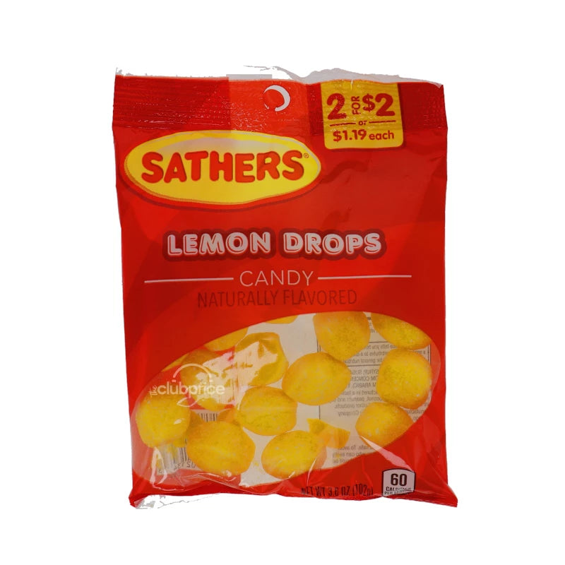 Sathers 2/$2 Lemon Drops Candy 12 Count - 3.6 oz image 0