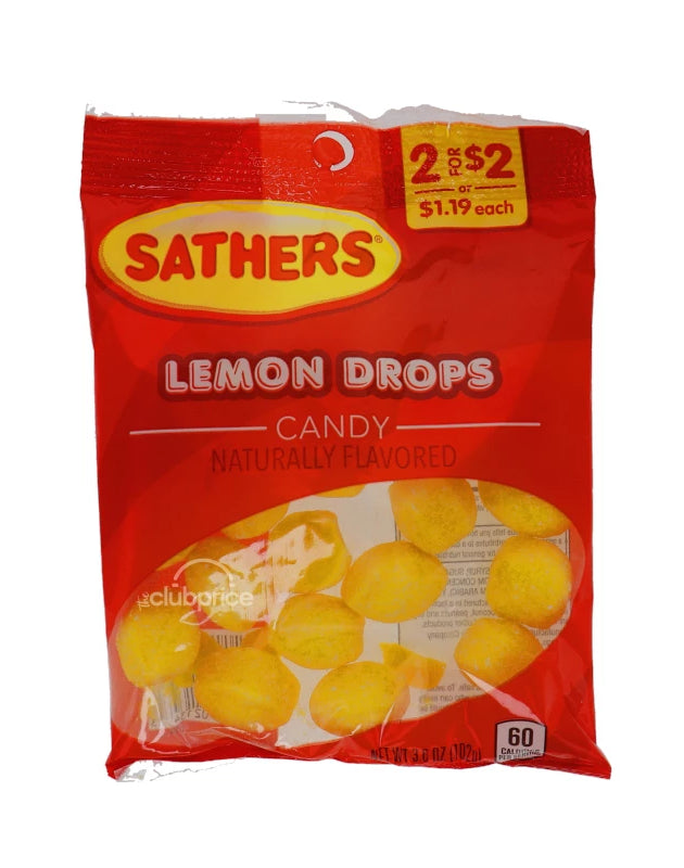 Sathers 2/$2 Lemon Drops Candy 12 Count - 3.6 oz image 0