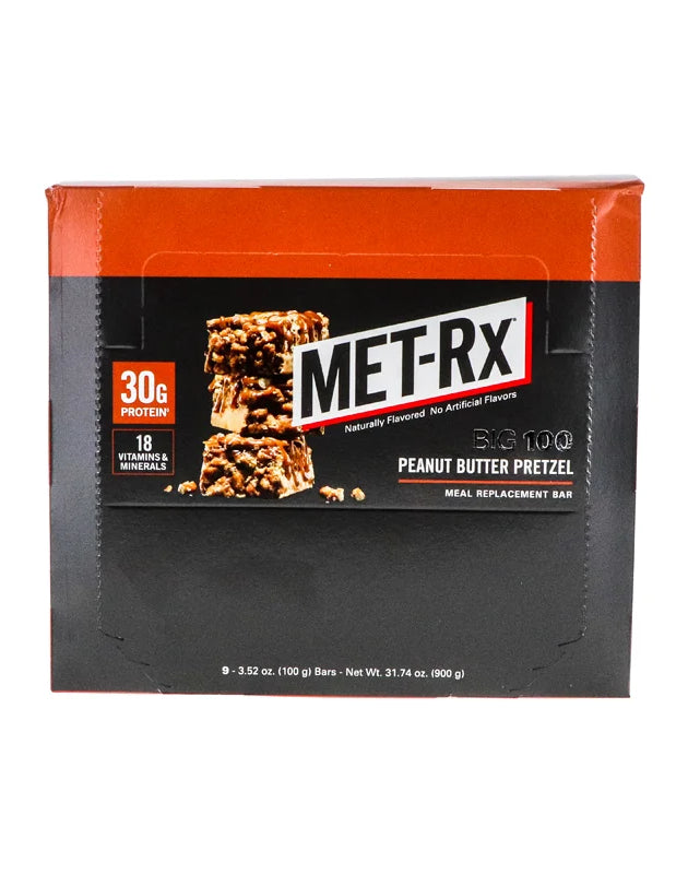 MET-Rx Big 100 Colossal Protein Bars - Peanut Butter Pretzel 9 Count - 3.52 oz image 0