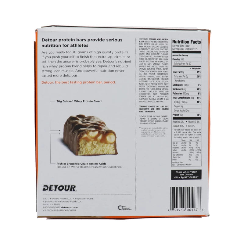 Detour Lower Sugar Protein Bar, Caramel Peanut , 12 Count image 1
