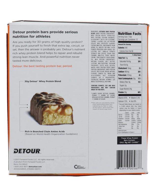 Detour Lower Sugar Protein Bar, Caramel Peanut , 12 Count image 0