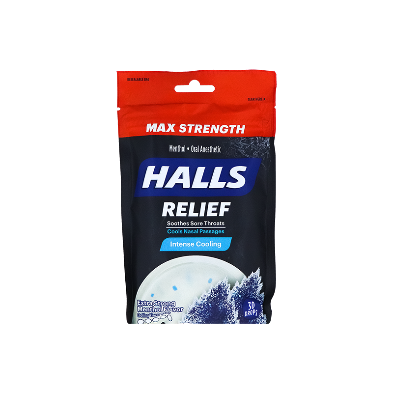 Halls Intense Cool Extra Strong Menthol Flavor Cough Drops - Bag 30 Drops image 0