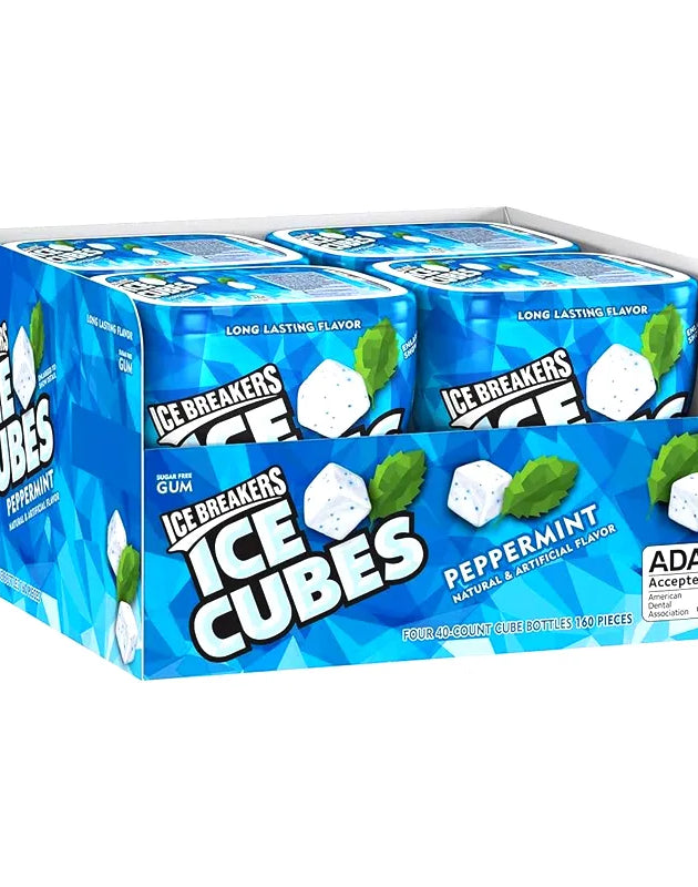 Ice Breakers Ice Cubes Gum Peppermint Bottle (Pack Of 4) - 40 Pieces image 0