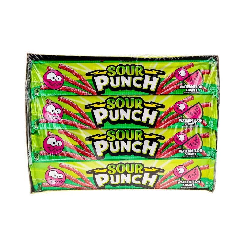 Sour Punch Straws Zip-Zappin Watermelon 24/2Oz image 0