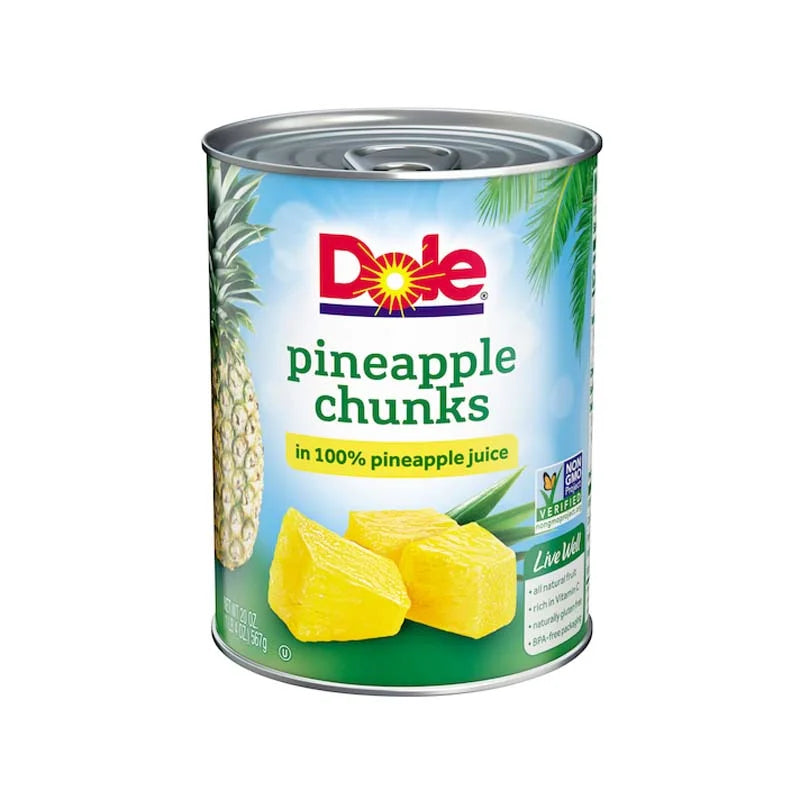 Dole Pineapple Chunks in 100% Pineapple Juice, Canned 20 oz image 0