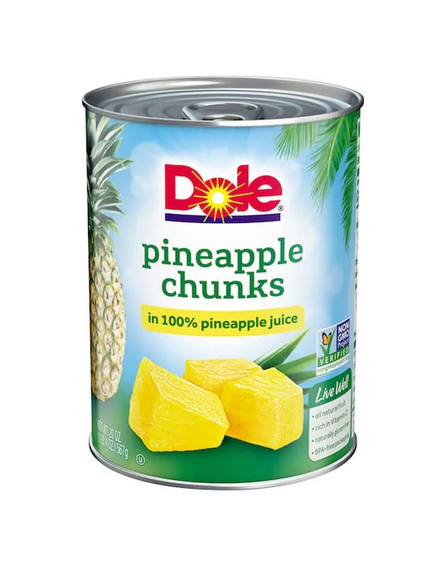 Dole Pineapple Chunks in 100% Pineapple Juice, Canned 20 oz image 0