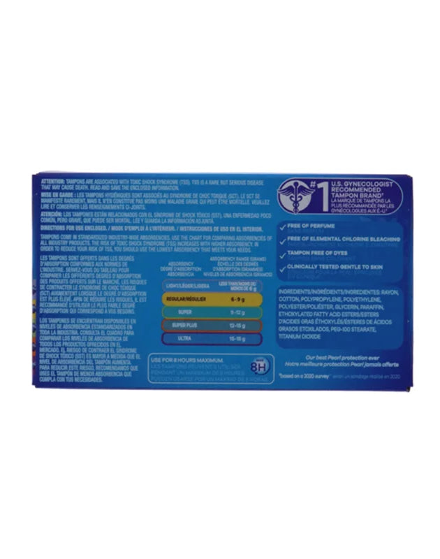 Tampax Pearl Tampons Regular Unscented (Pack of 8) image 0