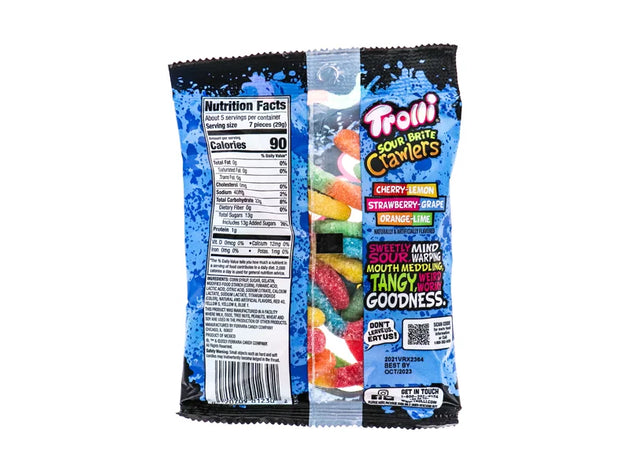 Trolli Peg Bag-Sour Brite Crawlers 12 Count - 5 oz image 0