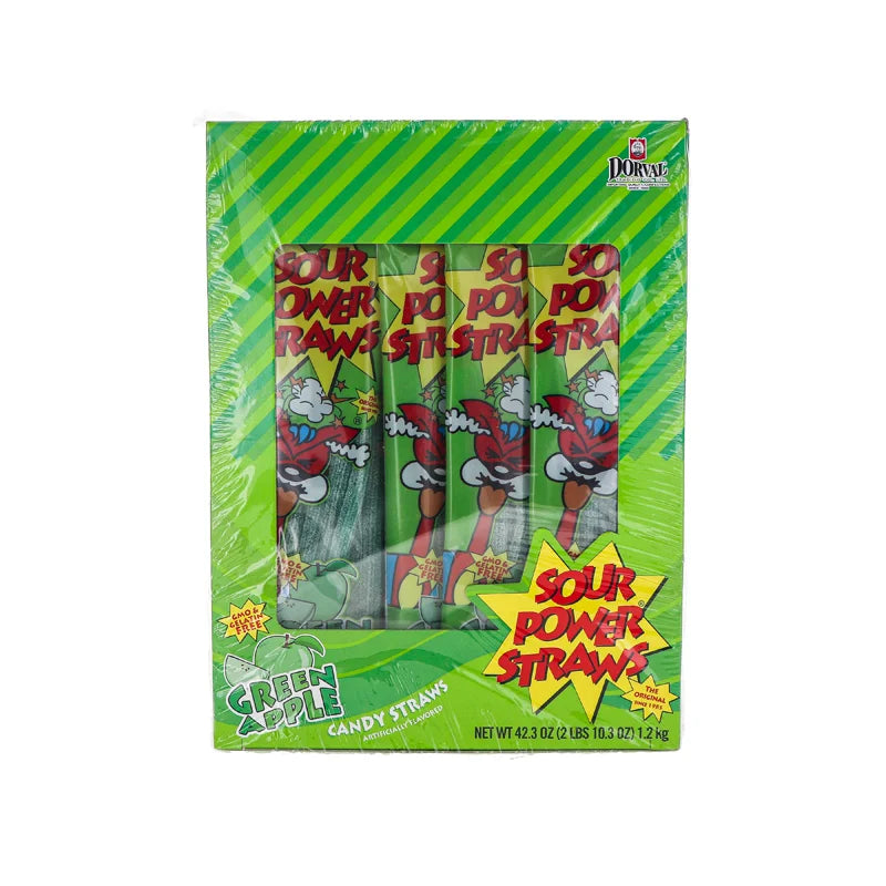 Sour Power Straws Green Apple 24/2Oz image 0
