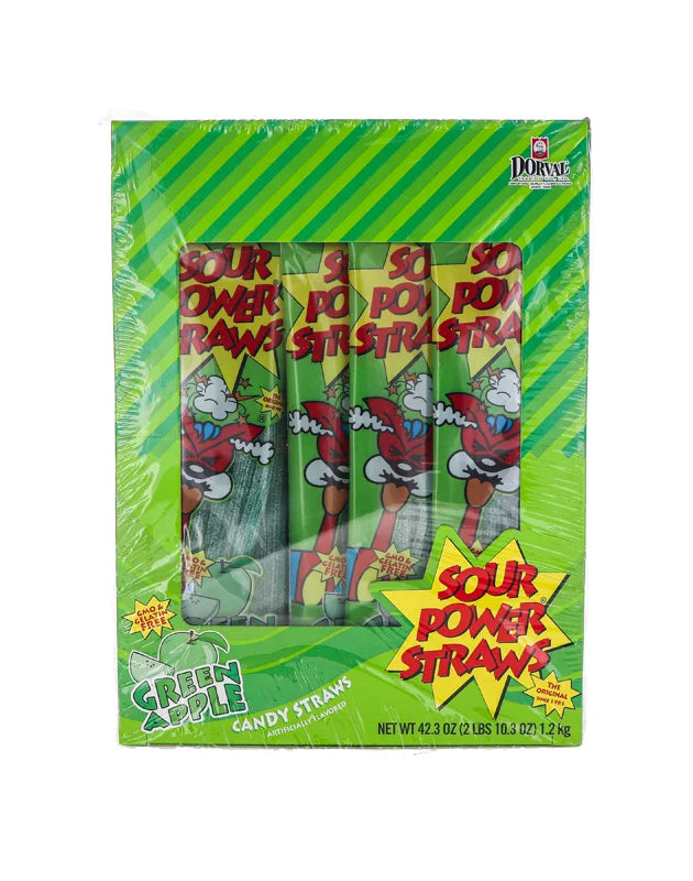 Sour Power Straws Green Apple 24/2Oz image 0