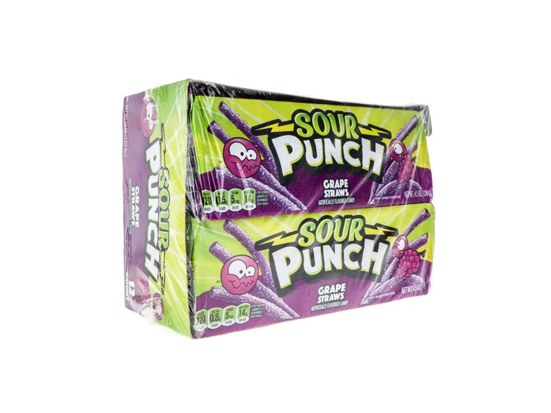 Sour Punch Straw King Size Grape Chewy Candy 24 Count - 4.5 oz image 1