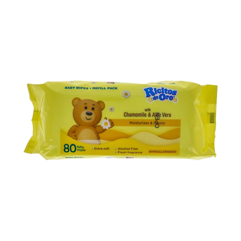 Ricitos De Oro Baby Wipes with Chamomile Pouch 80 Sheets image 0