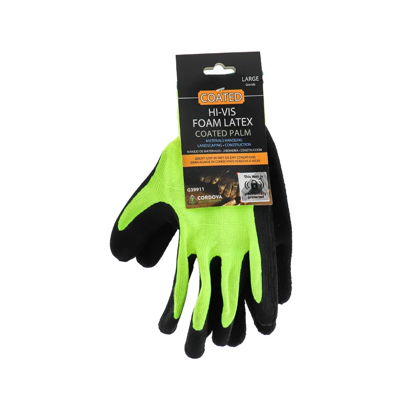 Gloves Hi-Vis Green Latex Grip Large - 1 Count Only image 0