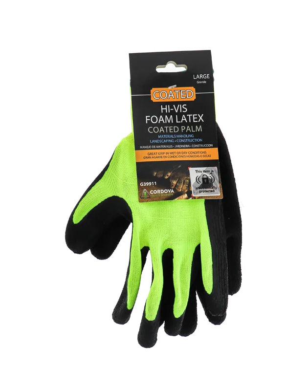 Gloves Hi-Vis Green Latex Grip Large - 1 Count Only image 0