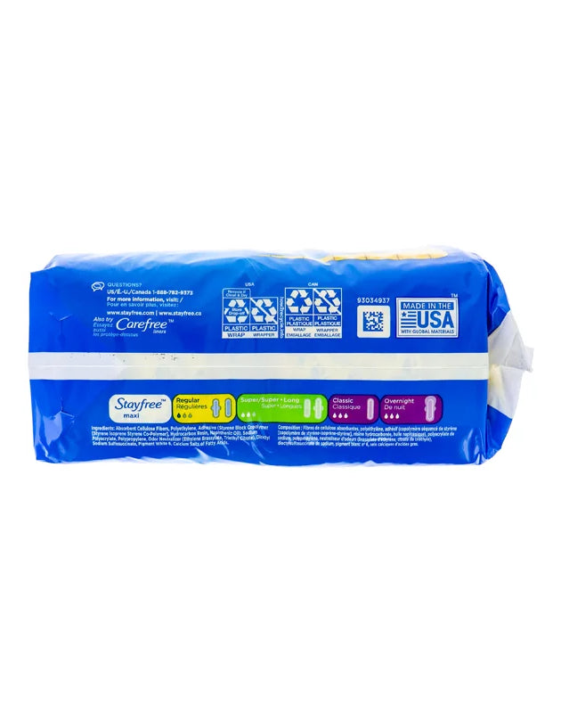Stayfree Maxi Pads With Wings, Regular Absorbency - 18 Count image 0