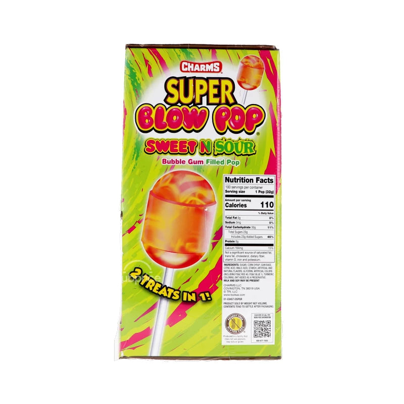 Charms Super Blow Pop Sweet N Sour Bubble Gum Filled Pop (100 Count) image 2