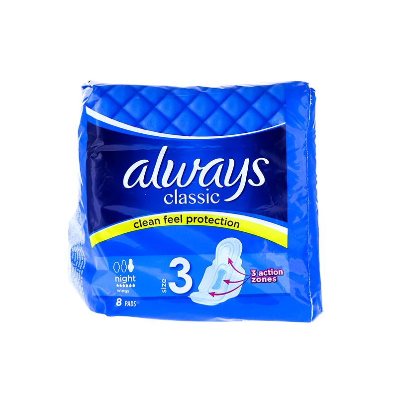 Always Classic Night Pads with Wings 8 Count image 0