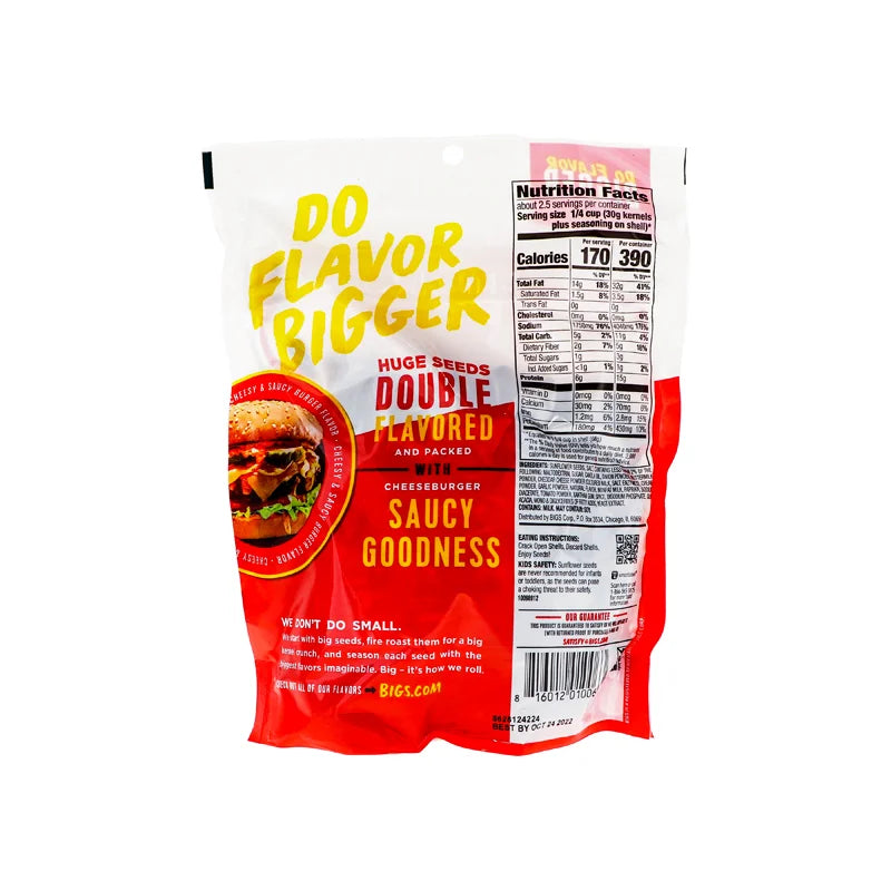 Bigs Cheeseburger Sunflower Seeds - Peg 12 Count - 5.35 oz image 1