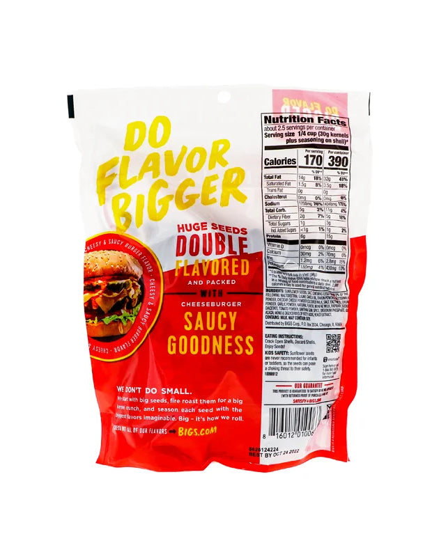 Bigs Cheeseburger Sunflower Seeds - Peg 12 Count - 5.35 oz image 0