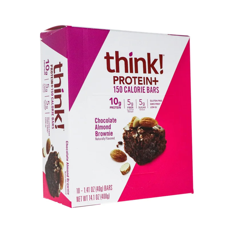 Think! Lean Protein Fiber Chocolate Almond Brownie Bar 10 Count - 1.41 oz image 1