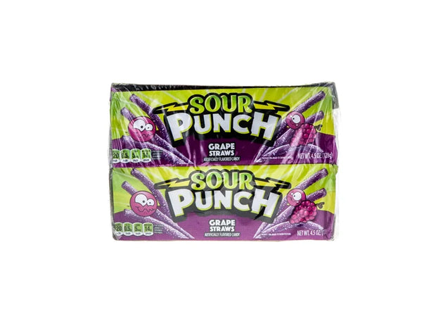 Sour Punch Straw King Size Grape Chewy Candy 24 Count - 4.5 oz image 0