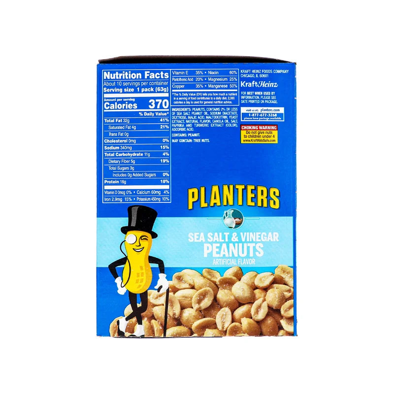 Planters Sea Salt & Vinegar Peanuts 10 Count - 2.25 oz image 1