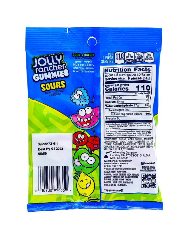 Jolly Rancher Peg Sour Gummies Assorted 12 Count - 5 oz image 0