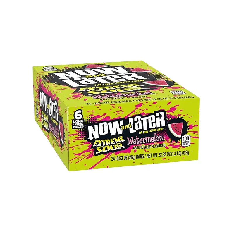 Now & Later Changemakers Bars Xtreme Sour Watermelon 24 Count - 6 Pieces image 0