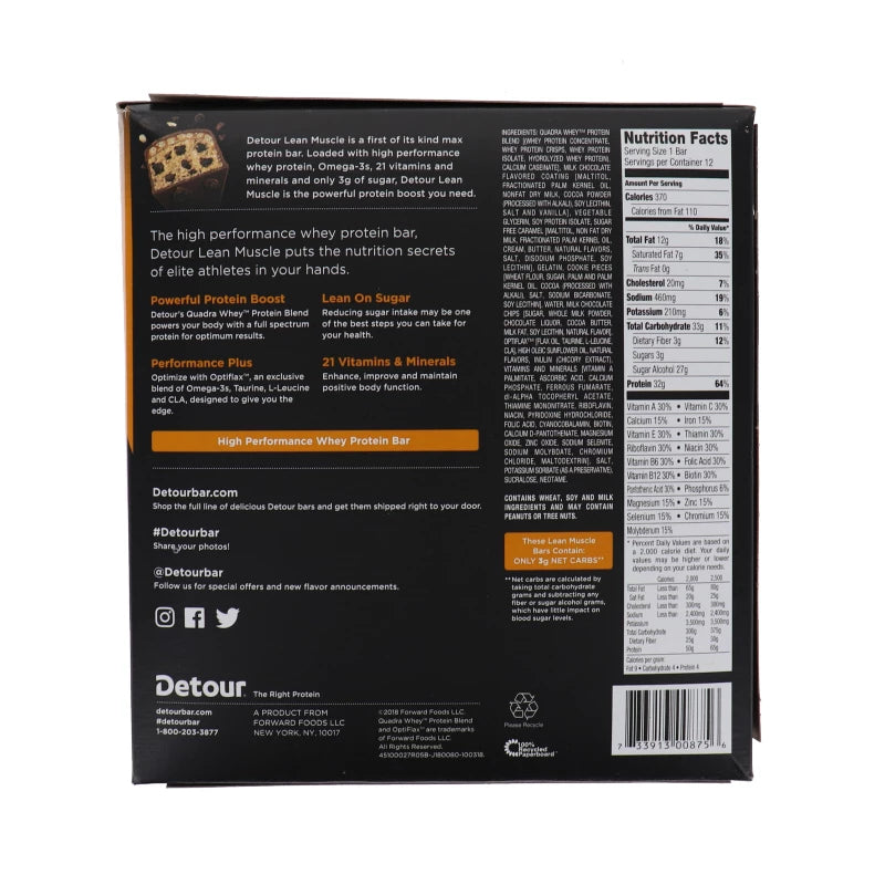 Detour Lean Muscle Protein Bar, Cookie Dough Caramel Crisp, 12 Count image 1