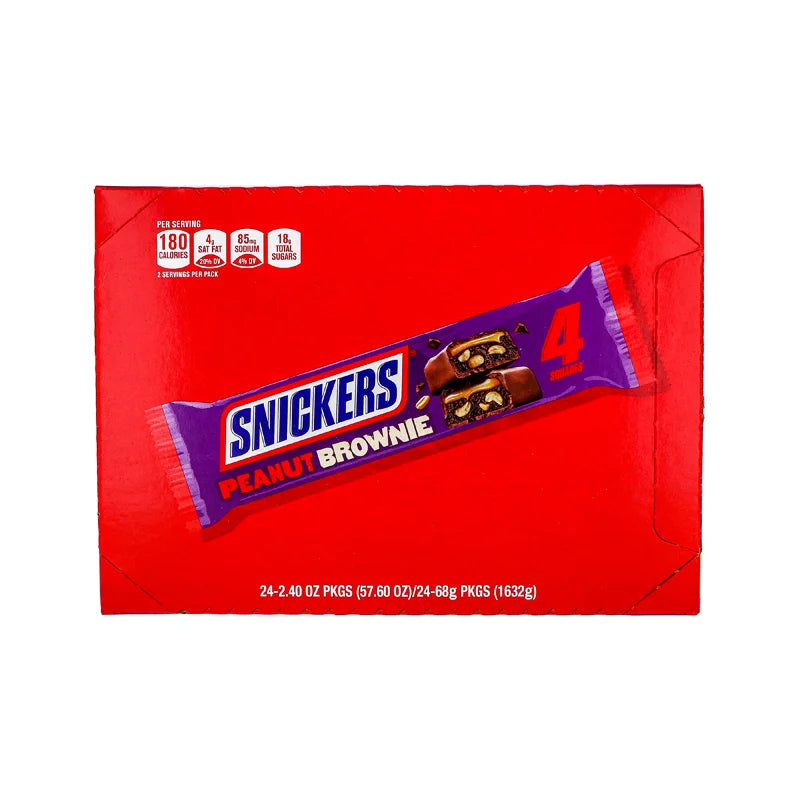 Snickers Peanut Brownie Squares King-Size Chocolate Candy Bar (24 Count) - 2.4 oz image 0