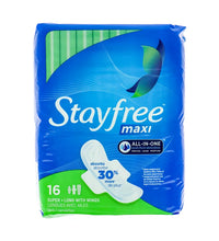 Stayfree Maxi Pads Super Long with Wings - 16 Count image 0