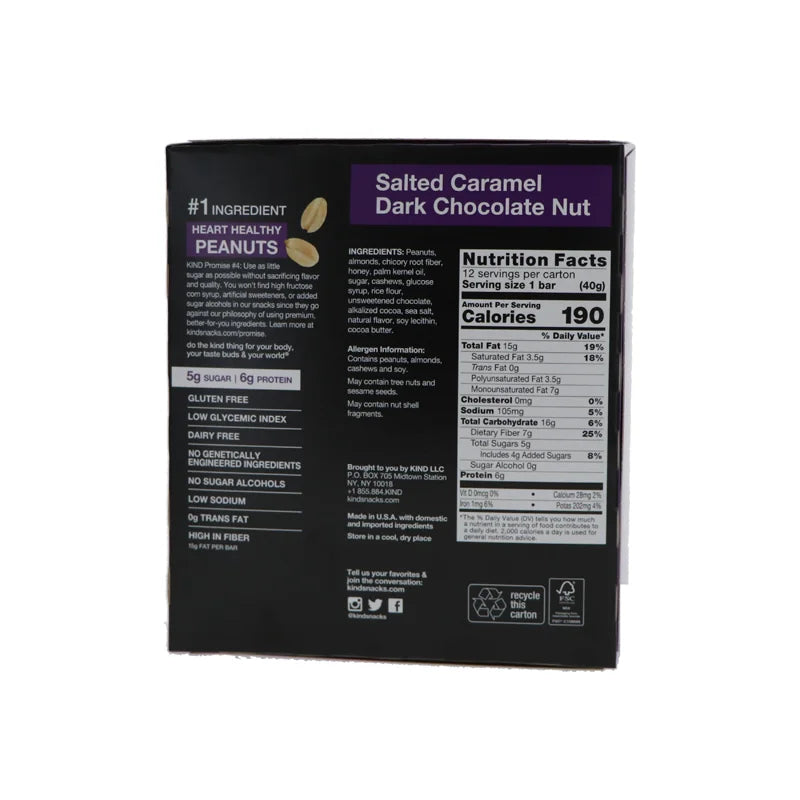 Kind Fruit & Nut Dark Salted Caramel Dark Chocolate Nut 12 Count - 1.4 oz image 2