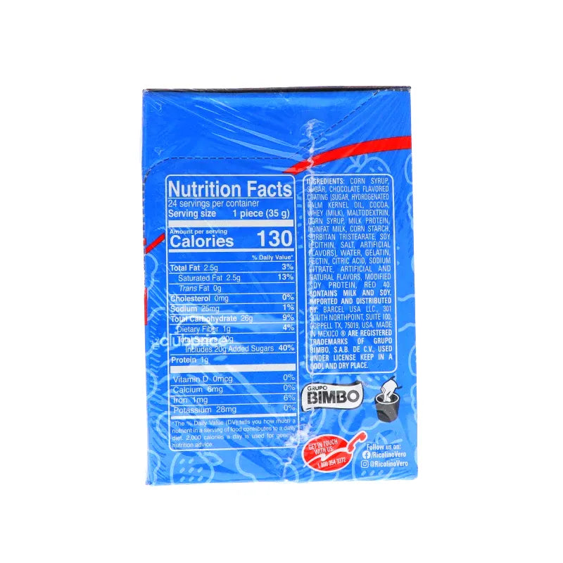 Ricolino Bubu Lubu Strawberry Gummy Candy & Marshmallow w/ Chocolate Coating 24 Count - 1.2 oz image 2