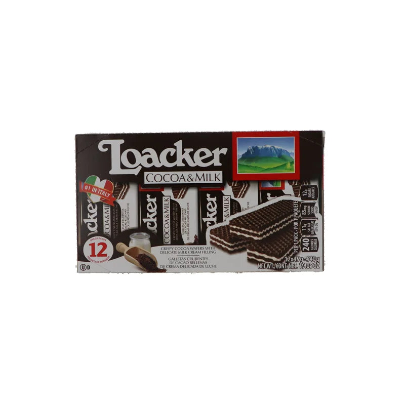 Loacker Cocoa & Milk Wafers Snack Pack Single Serve 12 Count - 1.59 oz image 0