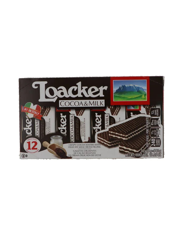 Loacker Cocoa & Milk Wafers Snack Pack Single Serve 12 Count - 1.59 oz image 0