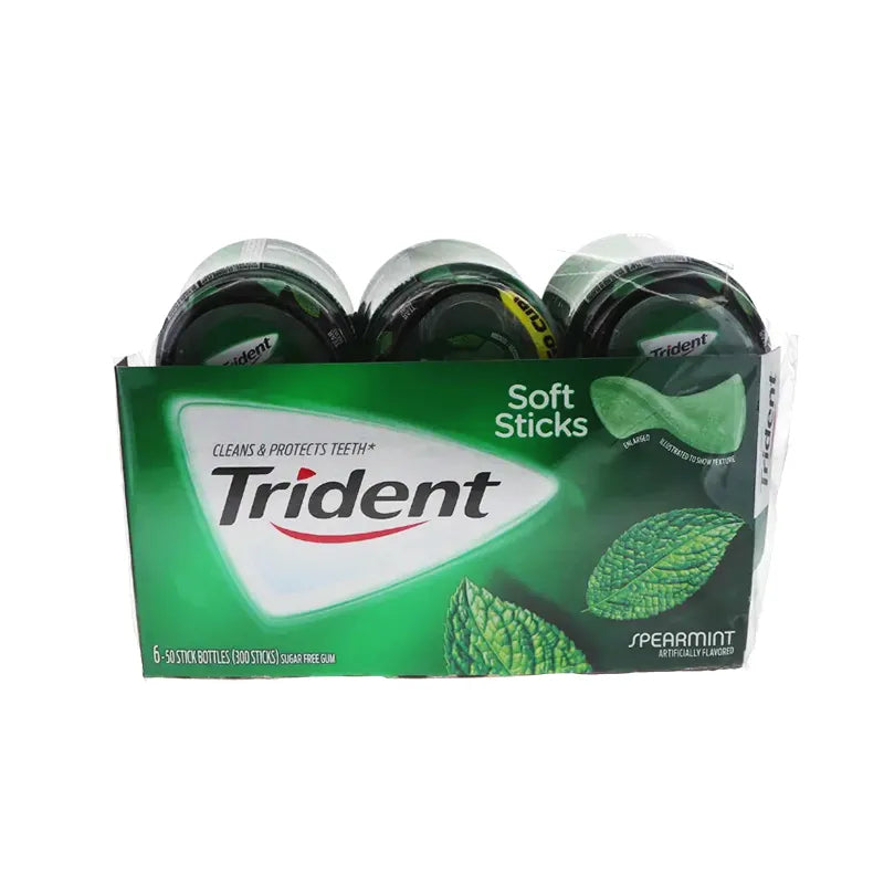 Trident Sugar Free Gum, Spearmint - Bottle 6 Count - 50 Pieces image 1