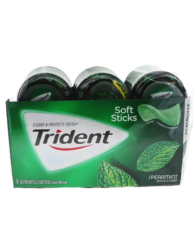 Trident Sugar Free Gum, Spearmint - Bottle 6 Count - 50 Pieces image 0