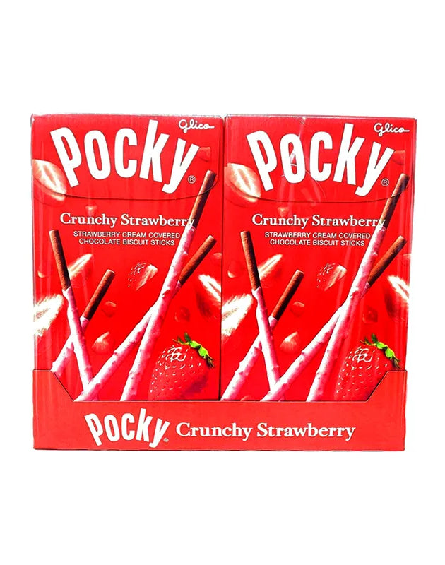 Glico Pocky Crunchy Strawberry Cream Covered Biscuit Stick 10 Count - 1.4 oz image 0