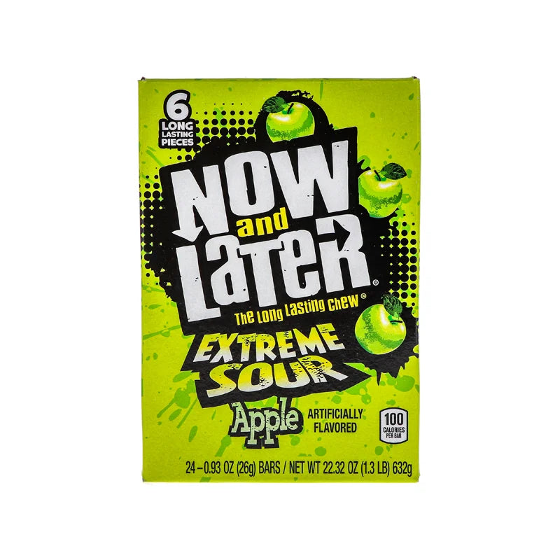 Now & Later Changemakers Bars Xtreme Sour Apple 24 Count - 6 Pieces image 0